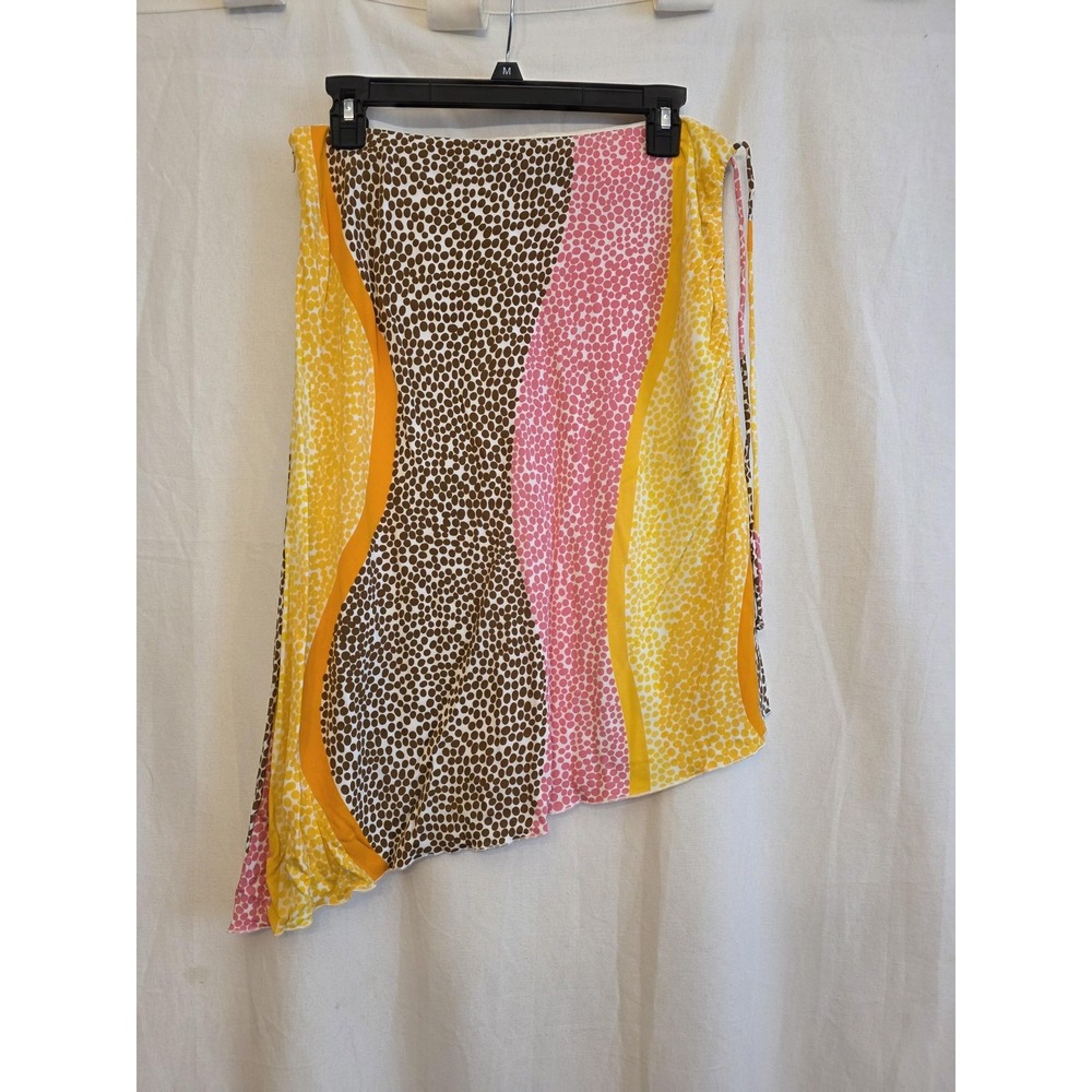 Trina Turk Skirt Womens 8 Multicolor Polka Dot Wrap Asymmetrical Chiffon Summer